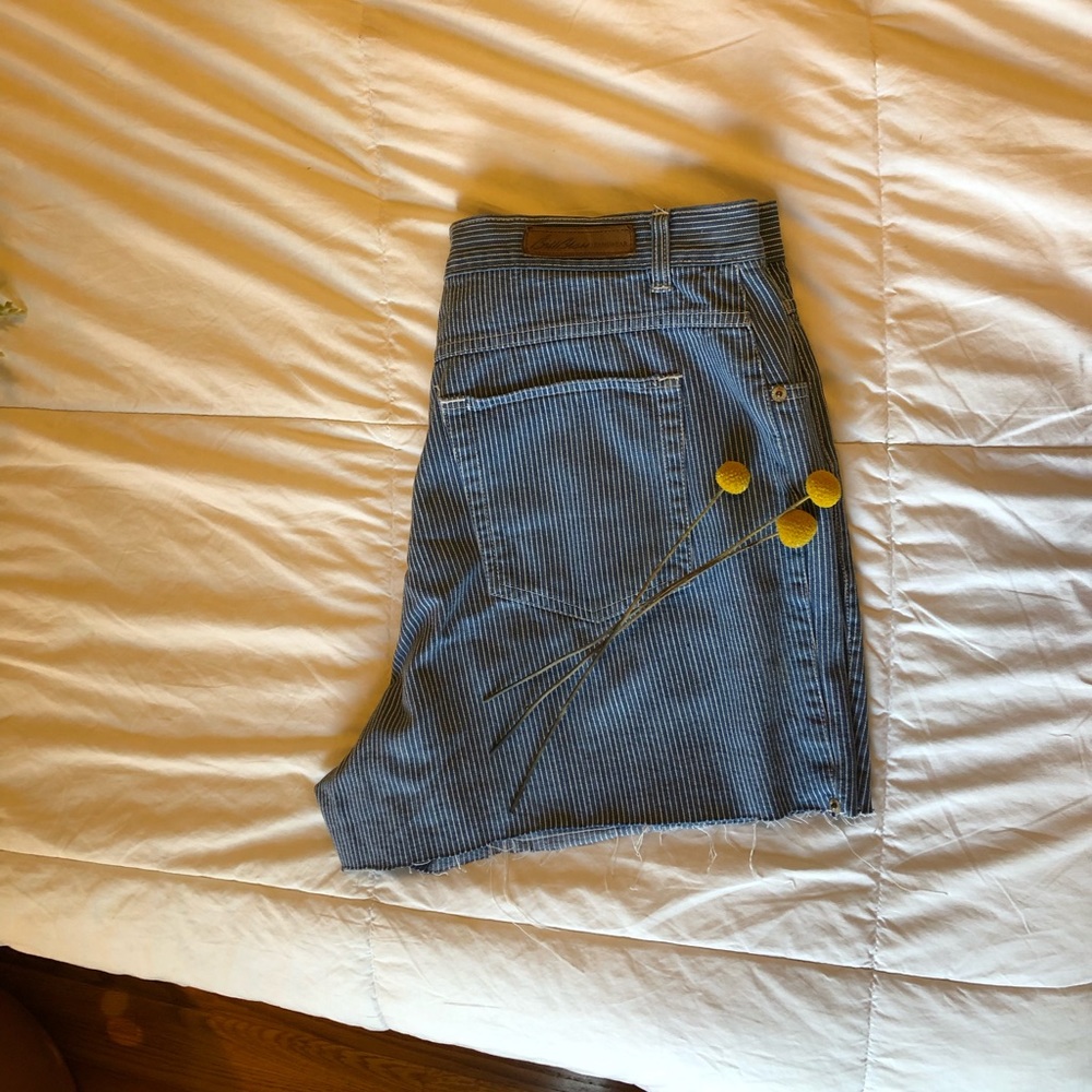 Vintage pin striped jean shorts
